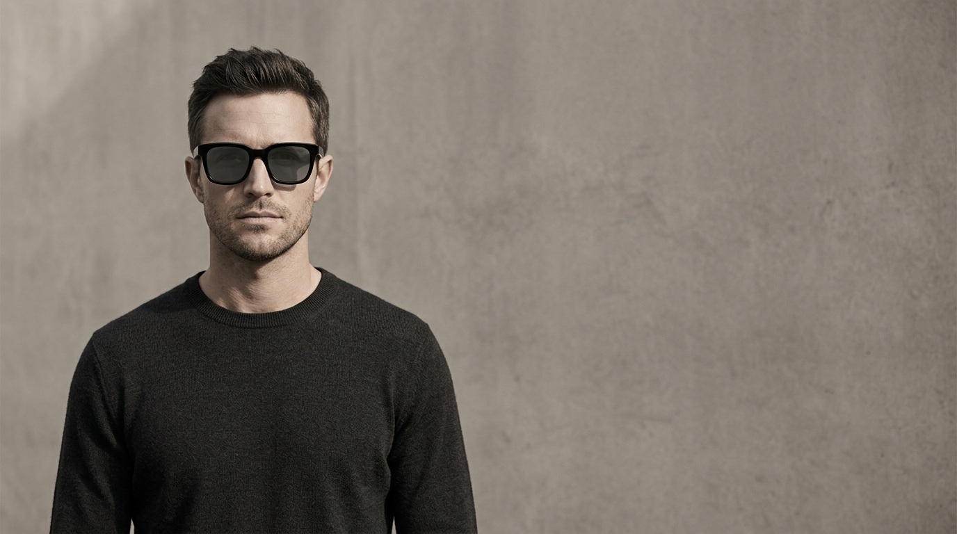 Portrait of a man wearing the W1 Marlow in black against a stone wall