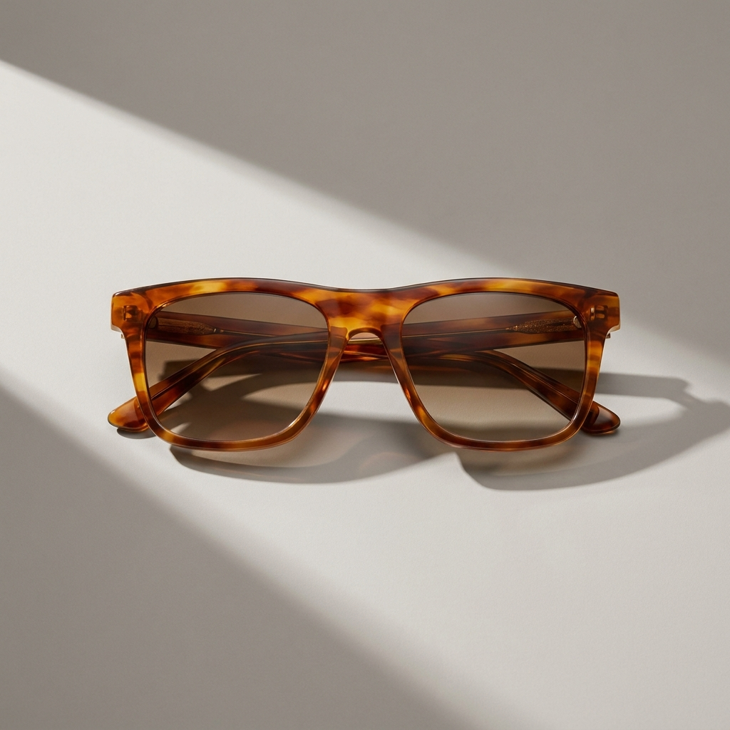 Welham W1 Marlow sunglasses in tortoise — square tortoiseshell acetate frame with brown gradient polarised lenses